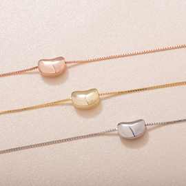 s925银豆豆项链银色相思豆吊坠链子18k玫瑰金幸运豆锁骨链送爱人