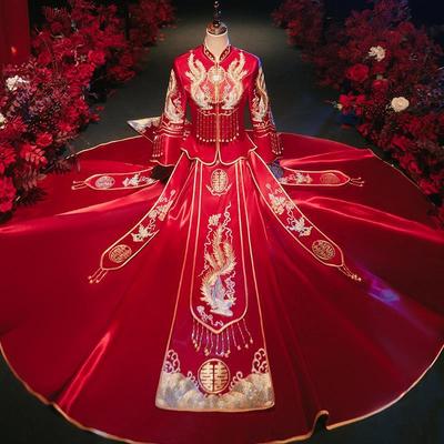 Xiu bride dress 2022 Spring and summer new pattern Chinese style wedding Self cultivation marry Toast clothing Dragon and gown Xiu