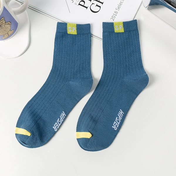 Blue knee socks, mid-length