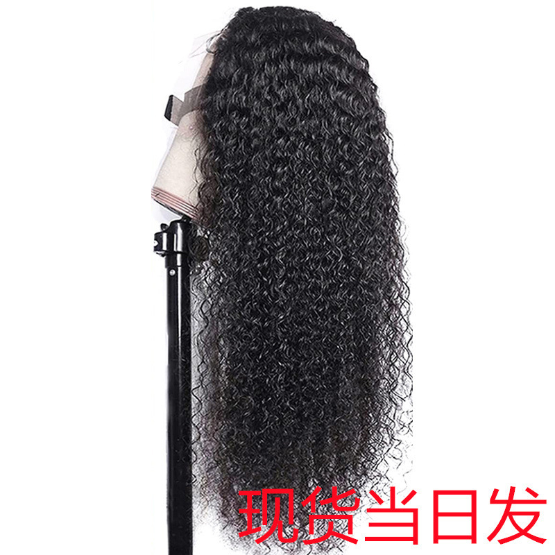 Brazilian Peruvian Human Hair Natural Color 4X4 Jerry Curly Lace Human Wig Headgear Manufacturer Ready Stock