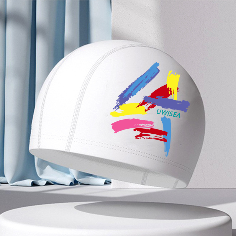 Gorros de natación de PU para hombres y mujeres adultos, personalizables con logotipo, alta elasticidad, cómodos para cabello largo, no aprietan la cabeza, adecuados para estudiantes y niños mayores, gorros de natación impermeables.