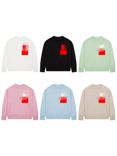 Solid Color Heart Letter Korean Jacquard Knitted Long-Sleeved Sweater Loose Casual Versatile Round Neck Couple Top