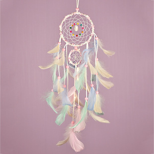 Colorful feather dream catcher hanging decoration wind chime diy material bag hand-woven pendant bedroom wall decoration