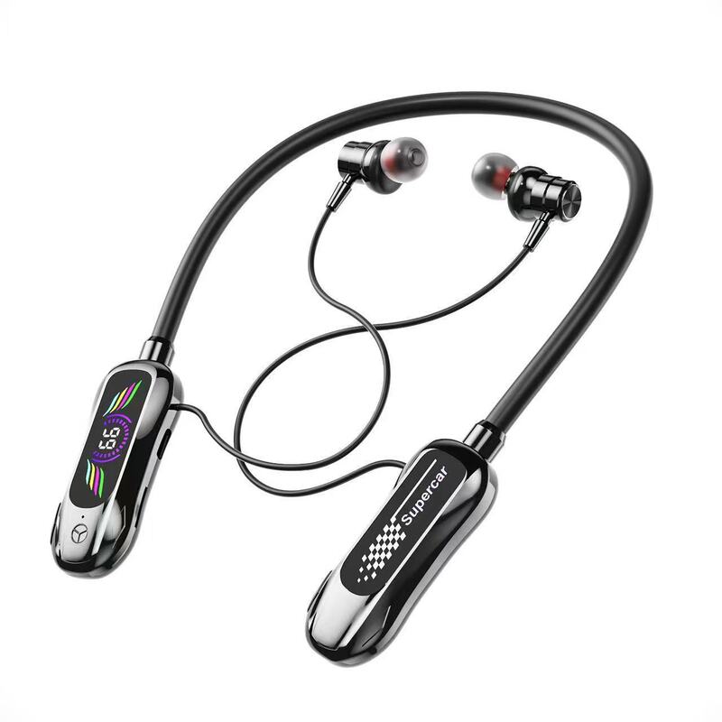 ベルリンの声首掛け式無線bluetoothイヤホンデジタル表示超長待機運動イヤホンk歌耳返し機能クロス|undefined