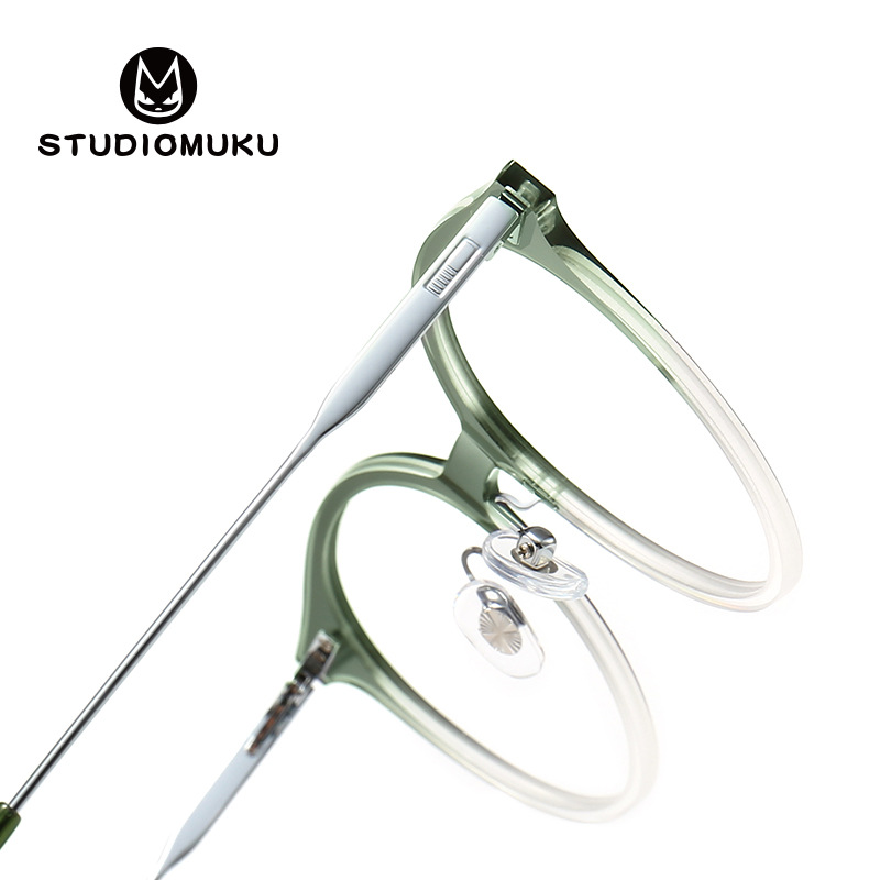 STUDIOMUKU gafas de madera fresca gafas redondas ovaladas marco liso gafas decorativas gradiente marco gafas image 7