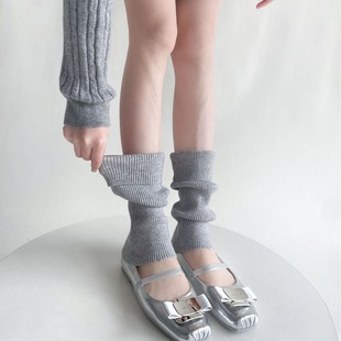 2024 Spring and Summer New Thin Flip Hosiery Cover Women's Candy Color Simple Retro Leg Cover Solid Color Joker Boot Cover