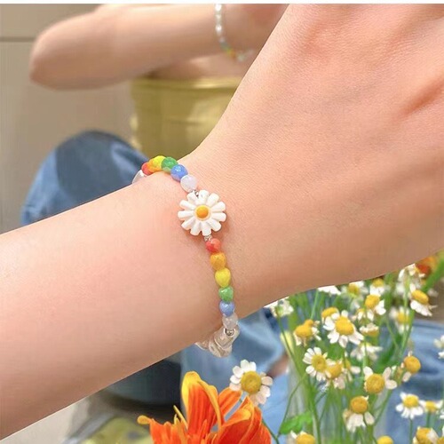 Dopamine Colorful Pearl Flower Necklace for Women - Summer  New Arrival, Light Luxury Clavicle Chain, Elegant Design, Choker Necklace