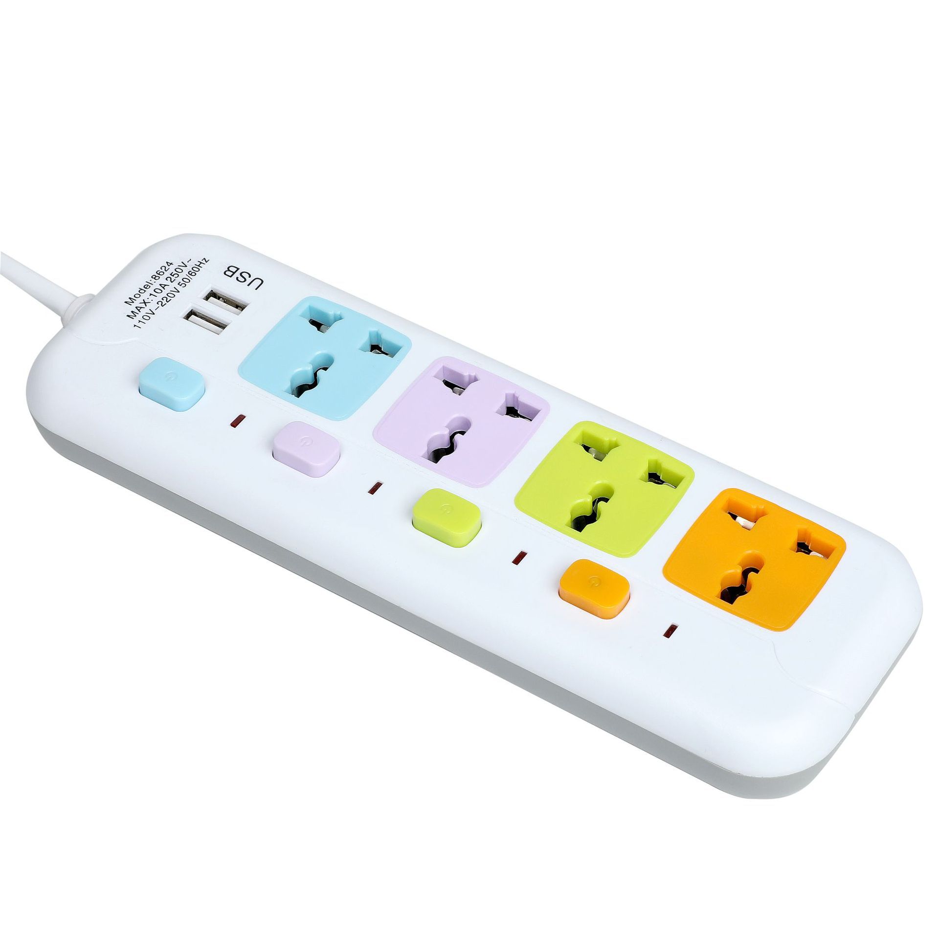 8623 # 8624 # USB 3 interruptores independientes con lámparas de color mezcladas en inglés enchufe de comercio exterior de América del Sur