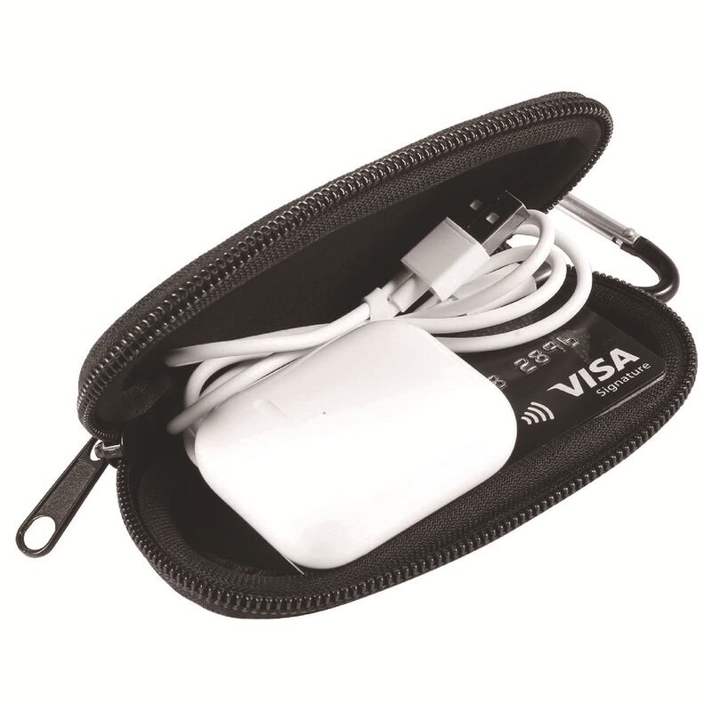 Diving material earphone bag shockproof neoprene mini earbuds bag Bluetooth earphone storage bag coin purse carabiner