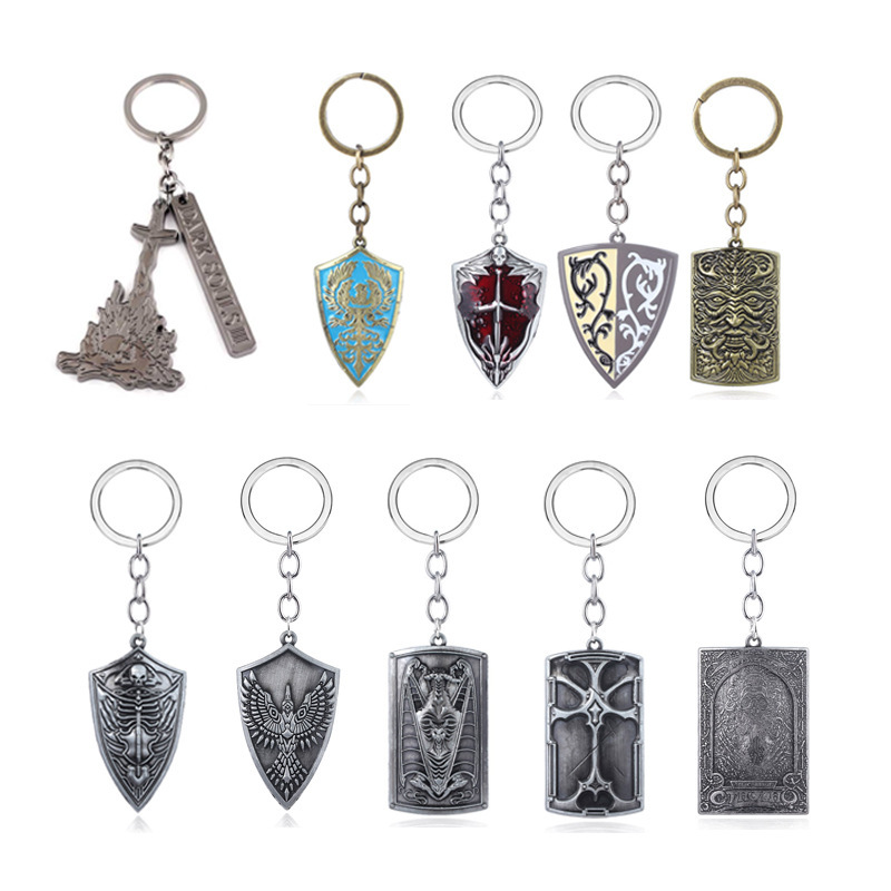 Game Peripherals Dark Soul Shield Keychain Metal Men's Car Retro Pendant Foreign Trade Jewelry Wholesale