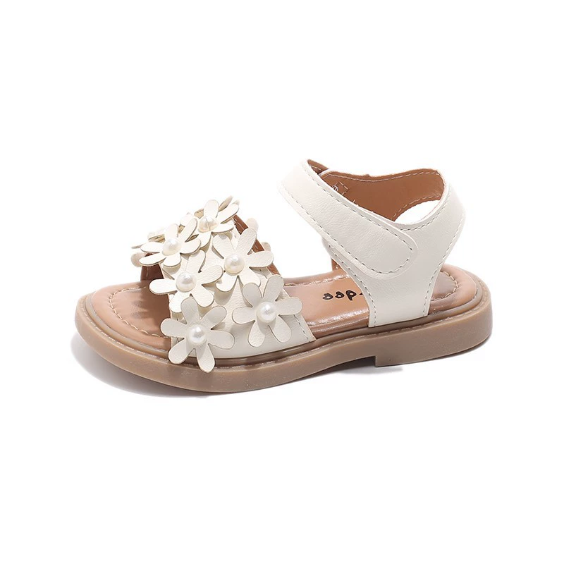 Summer fashionable sandals, children's universal footwear for princess, flowered, Korean style, soft sole