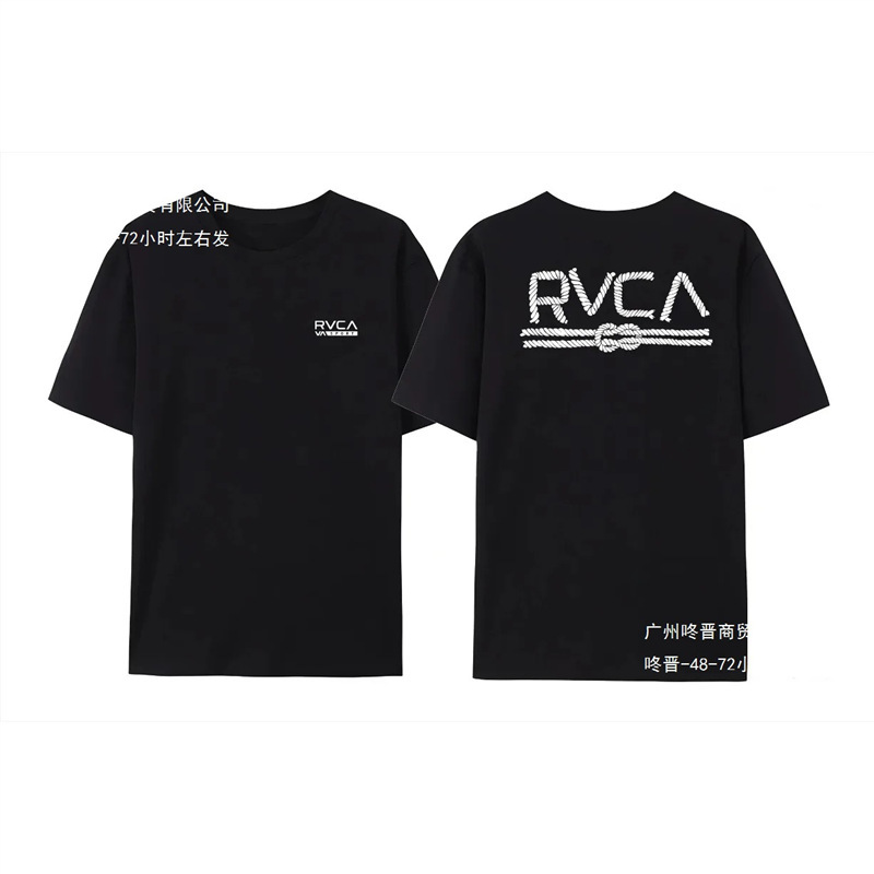 European Size T-Shirt 2025 Fashion New Men's Summer Printed Cotton Rvca Va T-Shirt Amazing Short-Sleeved Women's Casual