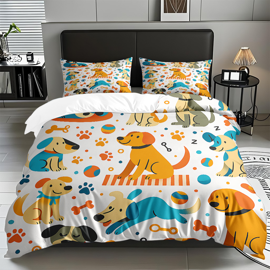 Pro-piel abrasivo dibujos animados perros digital impresión set edredón fuente de venta caliente transfronteriza soporte de fábrica TEMU / JIT