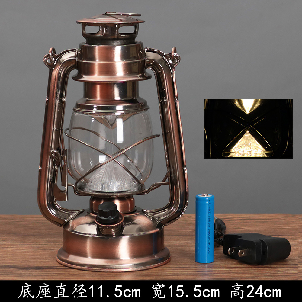 Fábrica al por mayor retro nostálgico lámpara de queroseno linterna lámpara de mástil linterna portátil lámpara de campamento al aire libre Lámpara decorativa multi-color