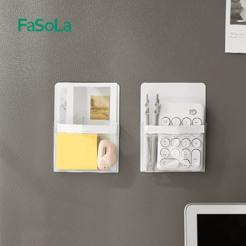 Магнитный карман для холодильника Fasola, минималистичная прозрачная беспросверливаемая коробка для хранения мелочей