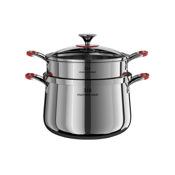 316 Thickened Stainless Steel Milk Pot Multi-functional Household Single-handle Pot Three-layer Steel Household Food Grade Milk Steamer Soup Pot