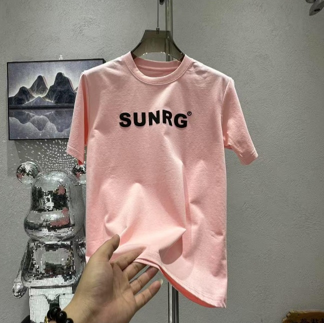 2025 New Arrival All-Match Printed Letter Couple's Short-Sleeved T-Shirt Top Trendy Brand Half-Sleeved Loose Ins for Men and Women Couple