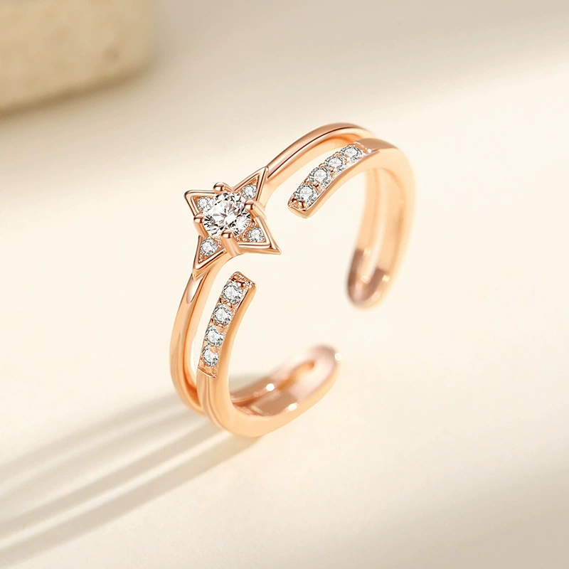 Fashionable small ring, 925 sample silver, light luxury style, bright catchy style, wholesale