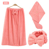 Комфортный коралловый комплект, мягкое полотенце для волос с бантиком, заколка для волос, повязка на голову, Amazon, хорошо впитывает воду, 3 предмета, простой и элегантный дизайн