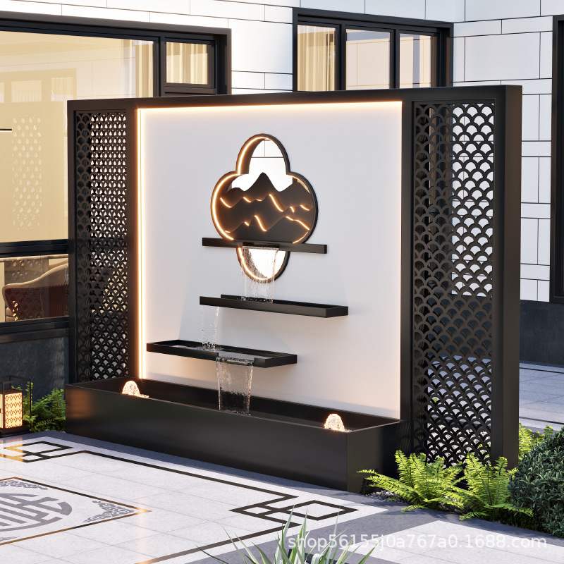 Aluminum Alloy Water Curtain Wall Water Feature Stacked Water Screen Partition Wall Stainless Steel Outdoor Background Wall Flowing Water Landscape Screen Wall