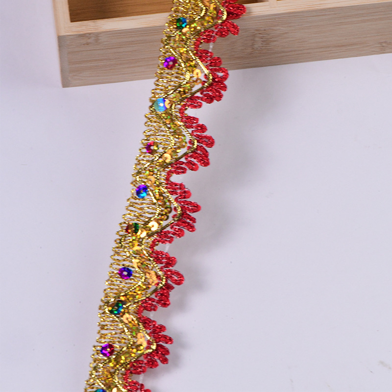 Venta directa de fábrica, suministro puntual de seda de oro y plata, lentejuelas, encaje, accesorios de ropa, cortinas, decoración de ropa de baile