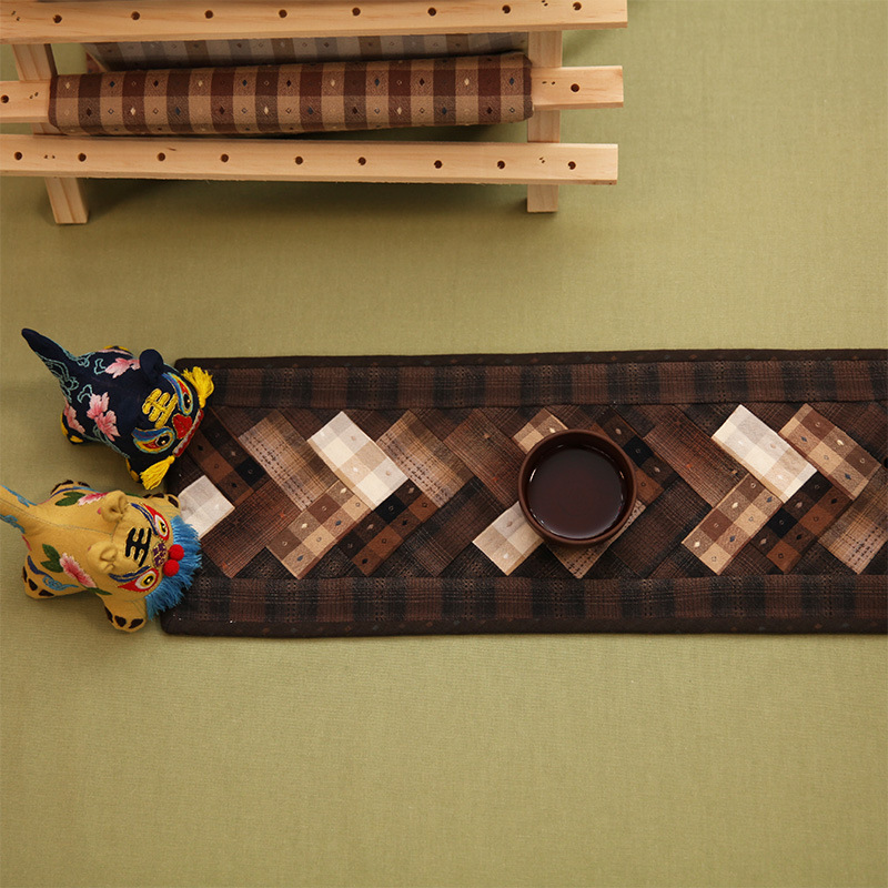 Primer paño teñido estera de té hecho a mano DIY patchwork corredor de mesa bordado Lu bordado estera de la placa de té Zen camino de mesa té arte de la vendimia toalla de té