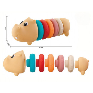 Cross-border Amazon Foreign Trade Baby Hand and Brain Training Soft Rubber Circle Stacking Music Animal Early Education Bite Bath Toys
