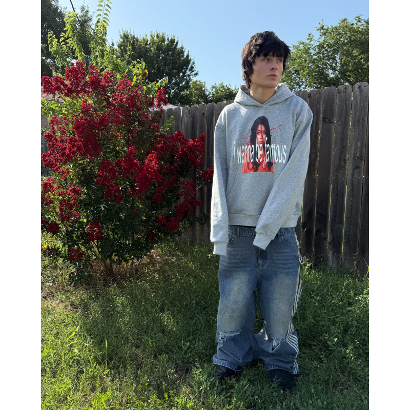 3D Letter Print Hoodie – Minimalist Streetwear Pullover (Oversized Fit, Grey, S-5XL)_viptrois.com