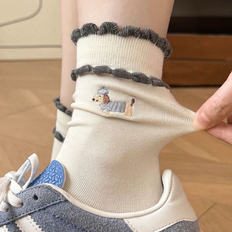 Korean-Style Polka Dot Cartoon Bear Socks for Women, Mid-Calf Socks, Autumn Ins Japanese School Style Striped Color-Blocking Slouch Socks Korean-Style Polka Dot Cartoon Bear Socks for Women, Mid-Calf Socks, Autumn Ins Japanese School Style Striped Color-Blocking Slouch Socks