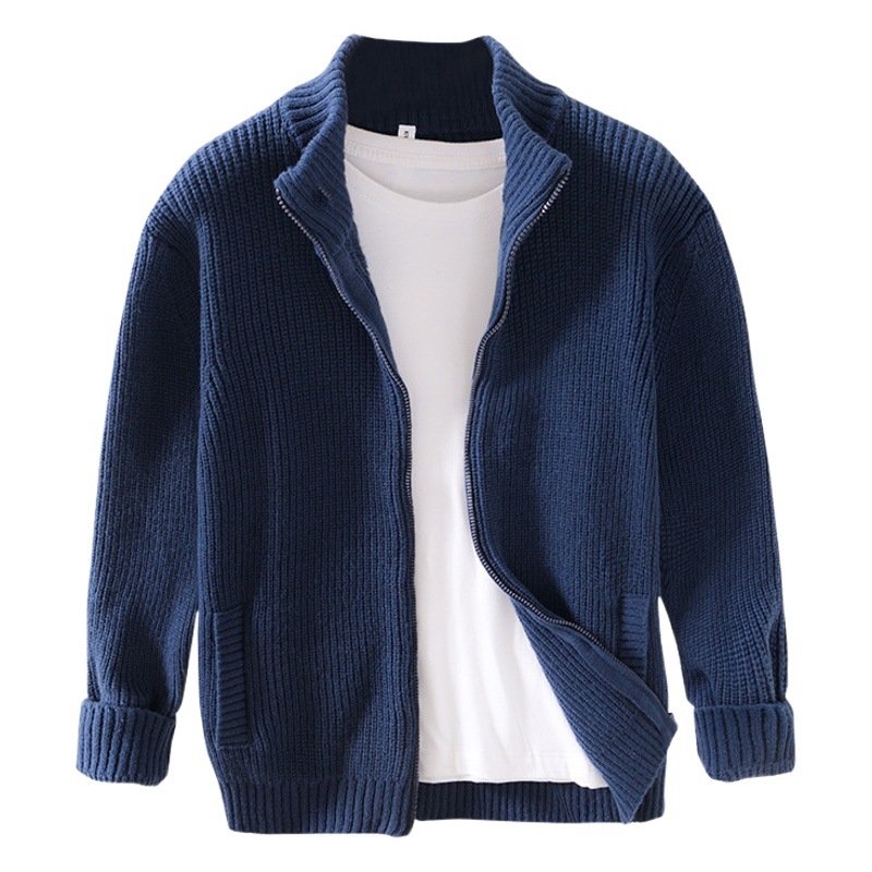 L966 Otoño e Invierno de los hombres del collar del soporte suéter cardigan estilo coreano de moda todo el Partido ropa de abrigo casual suéter capa superior