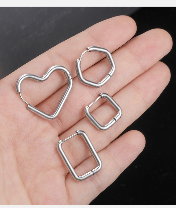 Hip Hop Geometric Triangle Stud Earring for Women - 316L Surgical Steel Flat Back Earring detail image 13