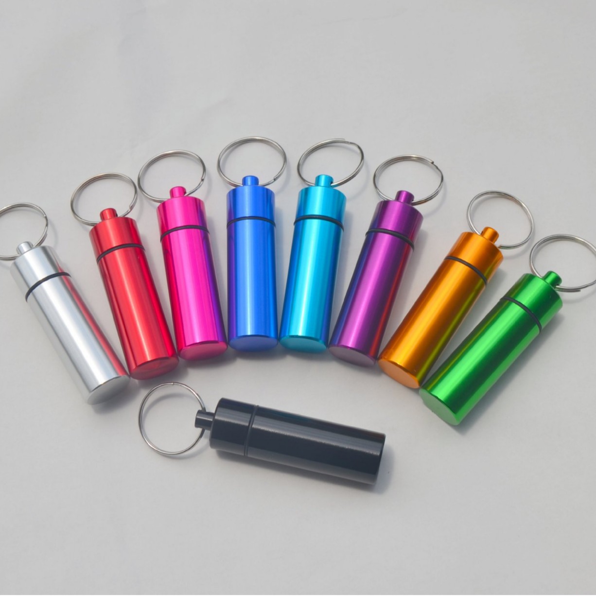 Botella de Medicina de Aleación de Aluminio de Fondo Plano Grande, Portátil, con Llavero, Impermeable, Sellada, para Tapones para los Oídos, Botella de Aluminio para Primeros Auxilios, Frasco para Pastillas, Botella de Almacenamiento