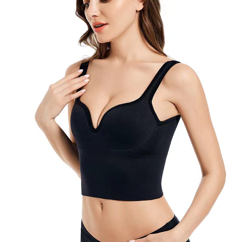 Transfronterizos de engordamiento y edición ampliada sin anillo de acero deportes belleza de espalda ropa interior europea y americana correr yoga acondicionamiento físico chaleco tipo sostén de mujer