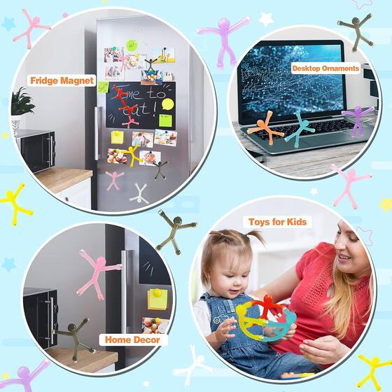 Cross-border Color Magnetic Little People Soft Rubber Creative Refrigerator Stickers Decompression Toy Wall Climbing Variable Transparent Magnet Little People
