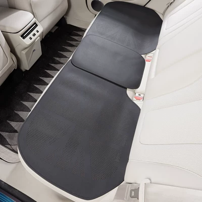 Summer Thin Style, Nappa Leather — Seat cushion, seat cover - premium-black-cross-stitched-breathable-rear-seat-cushion-single