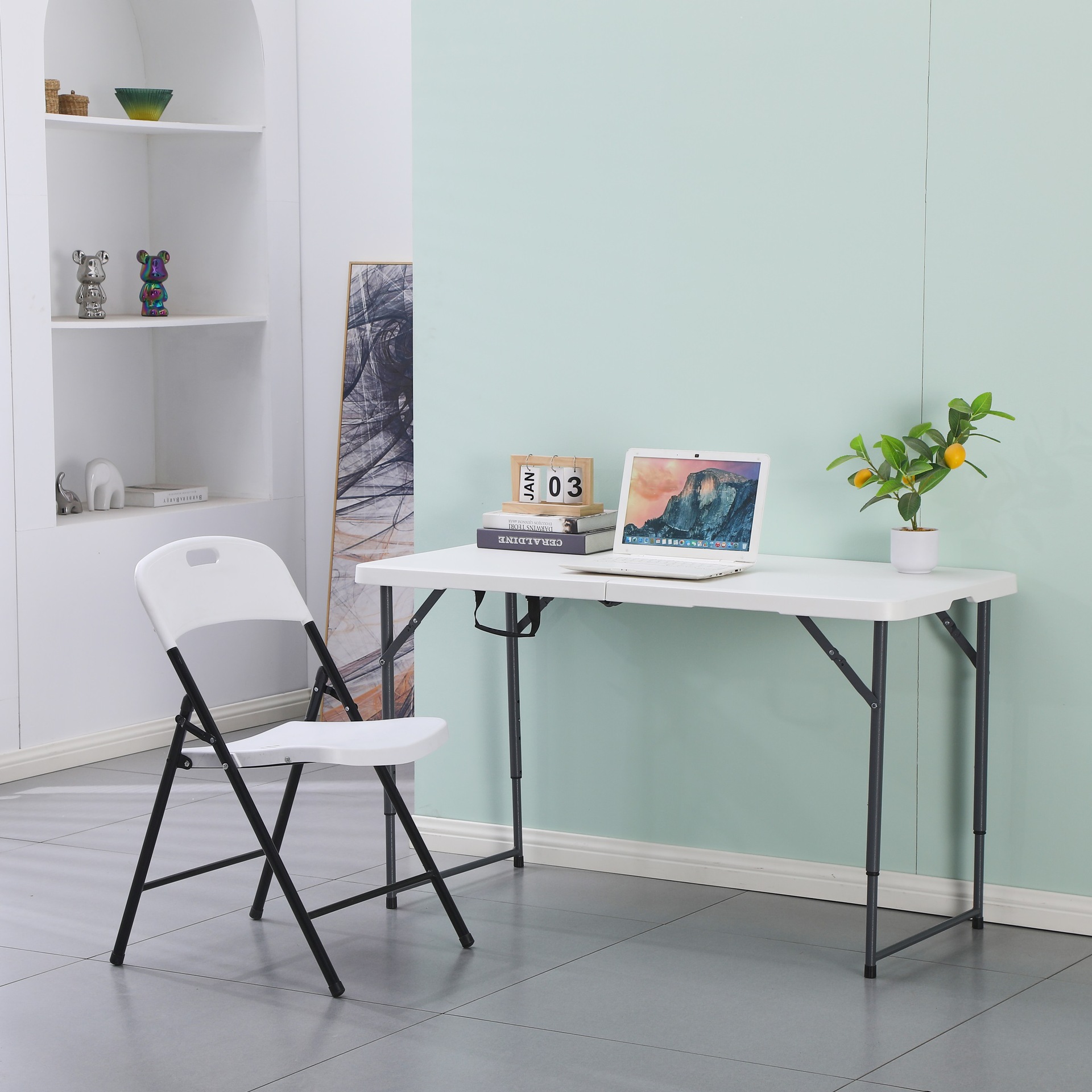 Mesa plegable de plástico 1,8 m mesa larga de moldeo por soplado para conferencias banquetes y puestos de mercado