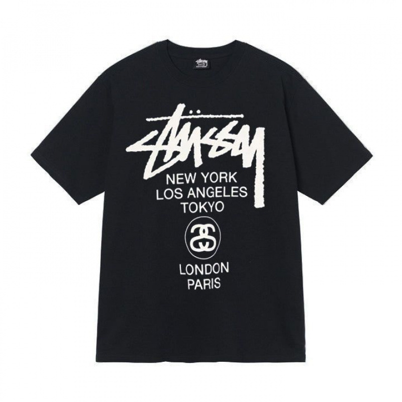 Cross-border trendy brand Stussy printed pure cotton short-sleeve T-shirt for men, wholesale and dropshipping available, 1071999929165