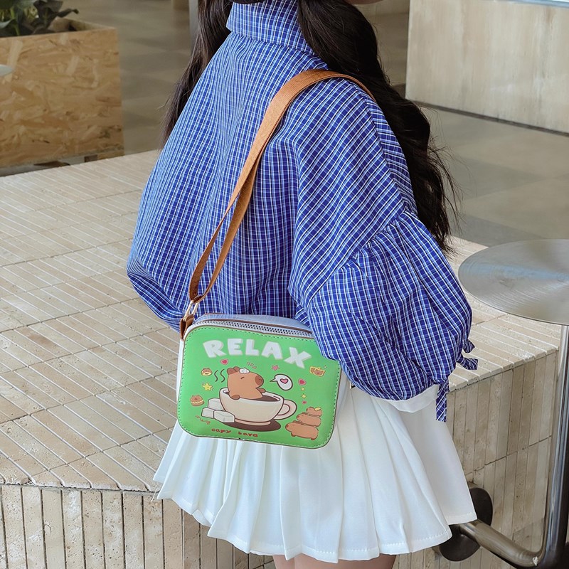 Bolso de hombro para niños transfronterizo Kapibala Bolso de mensajero para niñas Bolso para niños lindo Monedero para niños Bolso cuadrado PU