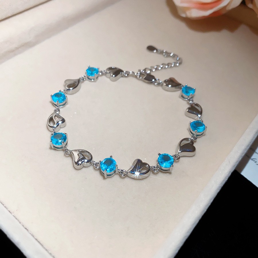 Pulsera de lazo ovalado de circón azul marino, exquisita pulsera ligera y de lujo de alta gama, pulsera de diseño de nicho
