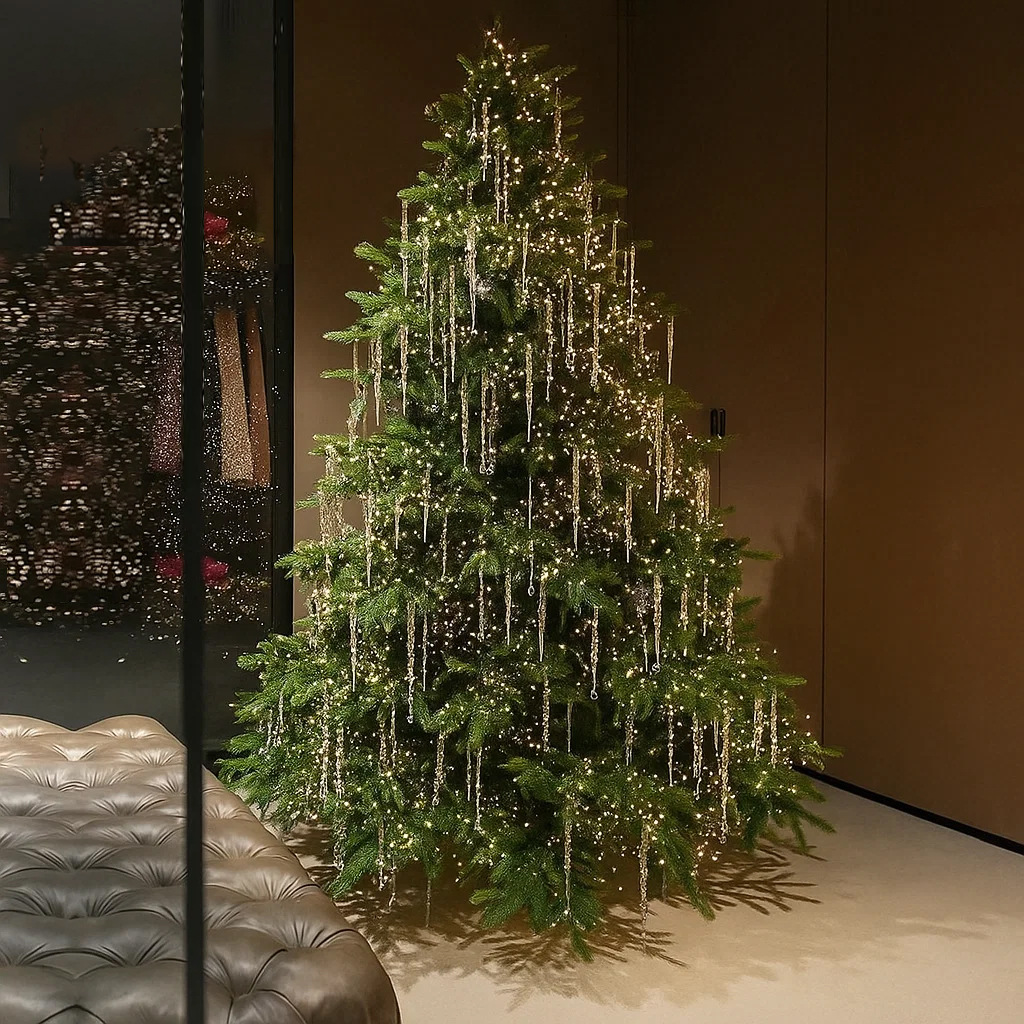 Árbol de Navidad PE puro de alta calidad cifrado gran adornos automáticos árbol de Navidad hotel decoración de lujo diseño de escena