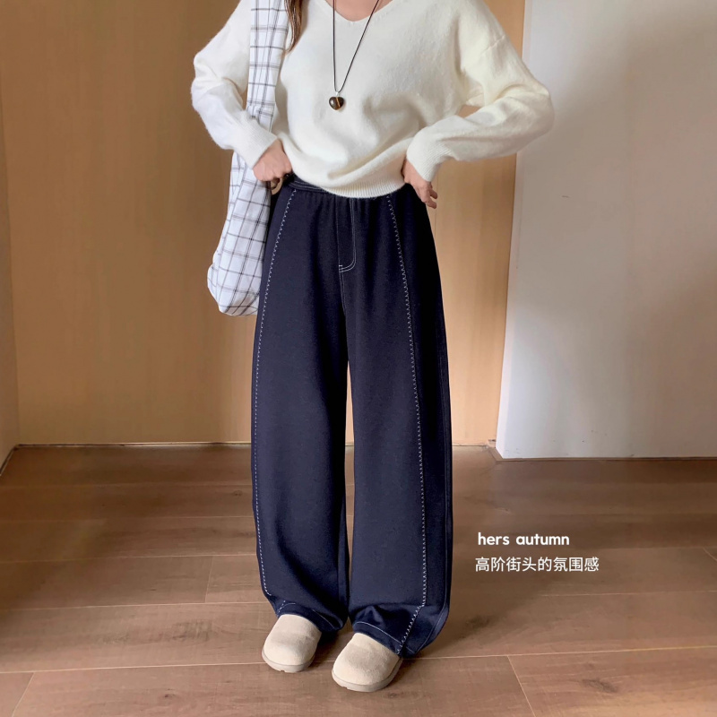 Korean Style Simple Versatile Stylish Relaxed Old Money Wide-Leg Pants for Women 2025 Autumn Winter Loose Straight Pants