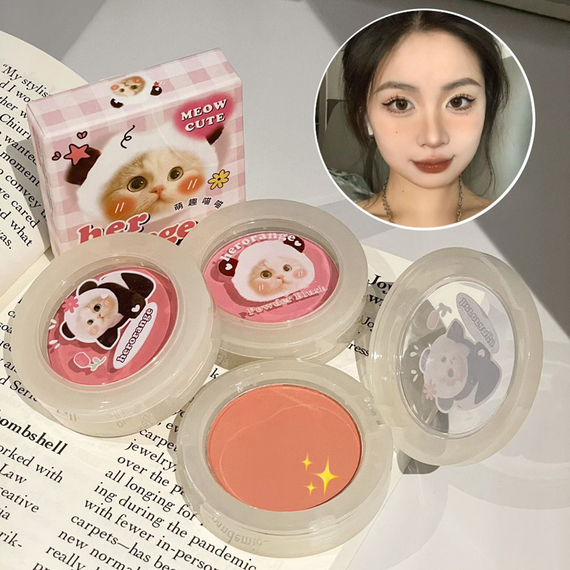 HERORANGE Cute and Interesting, Maquillaje Resistente al Agua, Polvo de Rehabilitación Matte, Carmine Blush