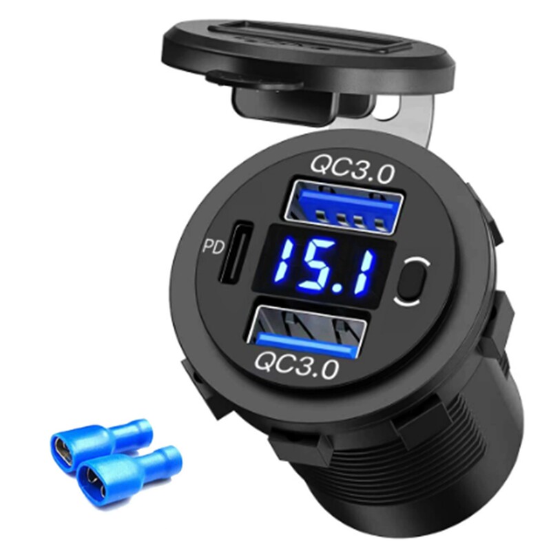 3USB自動車車載トレーラーヨット車充電改造ダブルUSB二口デジタル充電QC3.0充電器55W|undefined