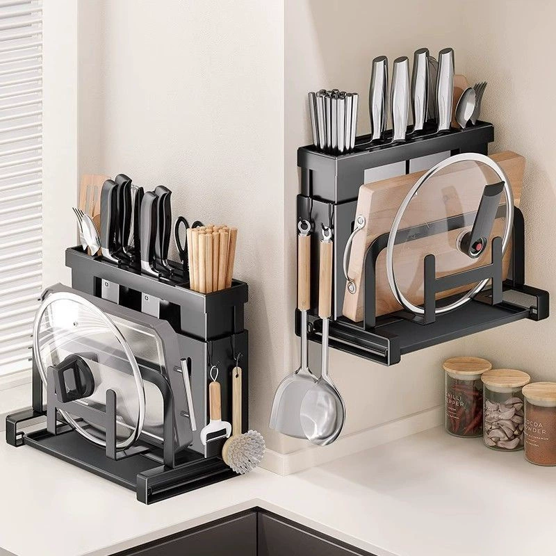 Кухонная подставка для ножей из нержавеющей стали, полка для резки на столешнице, ножи, палочки для еды, палочки для еды, нож, разделочная доска, настенная полка-хранение