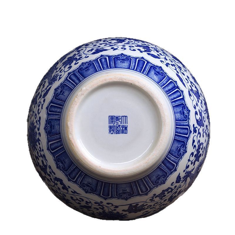 青花龍紋大花瓶景徳鎮陶磁器着地大磁器中国式家具客間玄関工芸品|undefined