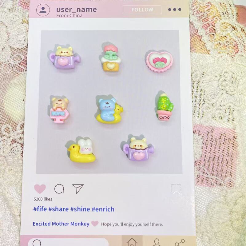 New Model Card 25-Piece Cat Animal Flower Pot DIY Resin Accessories Cute Patches Handmade Earrings Cream Glue Decorations