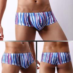 GAY歐美外貿低腰男士內褲頭印花U凸網孔透氣吸濕排汗小平角男E072
