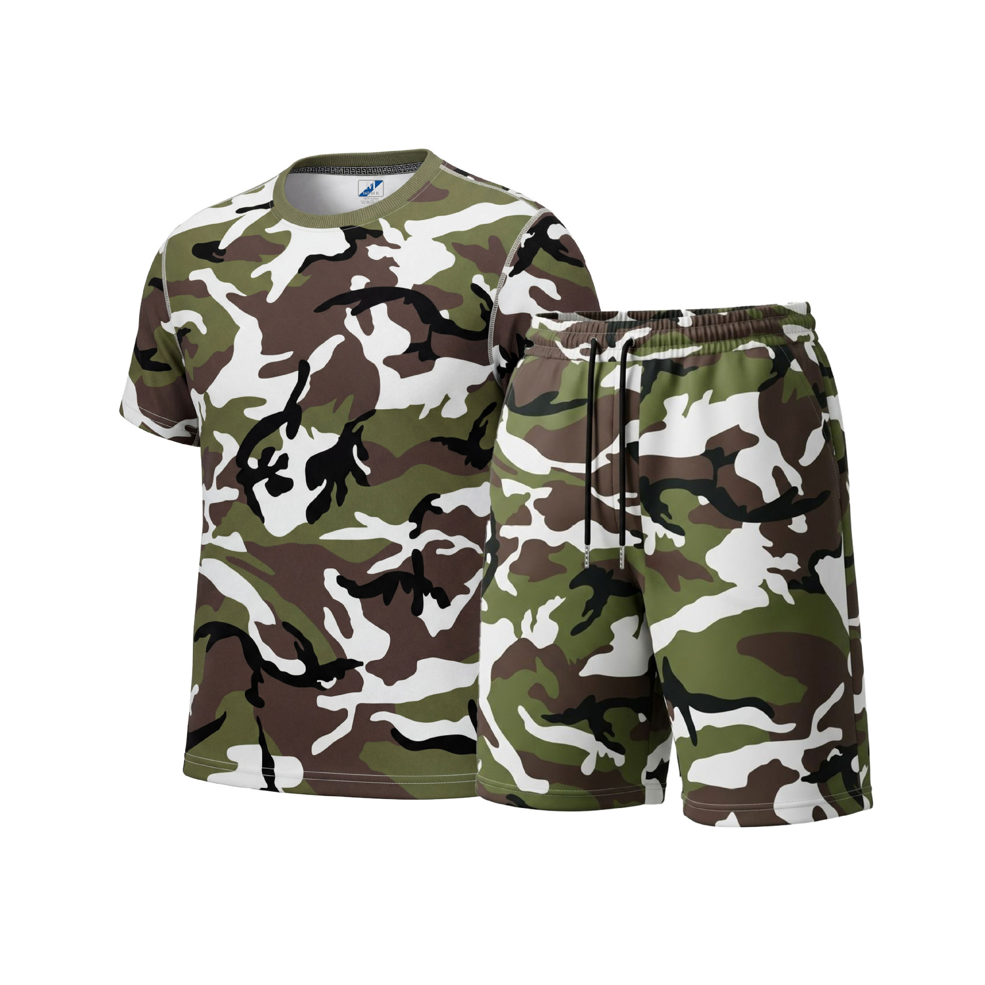 2026 Summer Cross-Border Amazon 3D Casual Sports Camouflage Suit Men's Casual Elastic Waist Five-Point Shorts Round