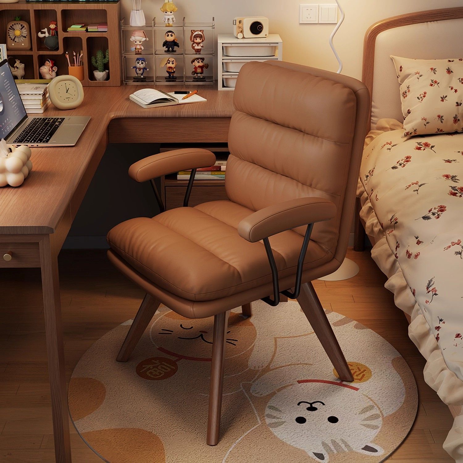 Solid Wood Home Computer Chair Study Room Comfortable and Comfortable Rotating Desk Chair Sedentary Bedroom Back Chair Study Chair