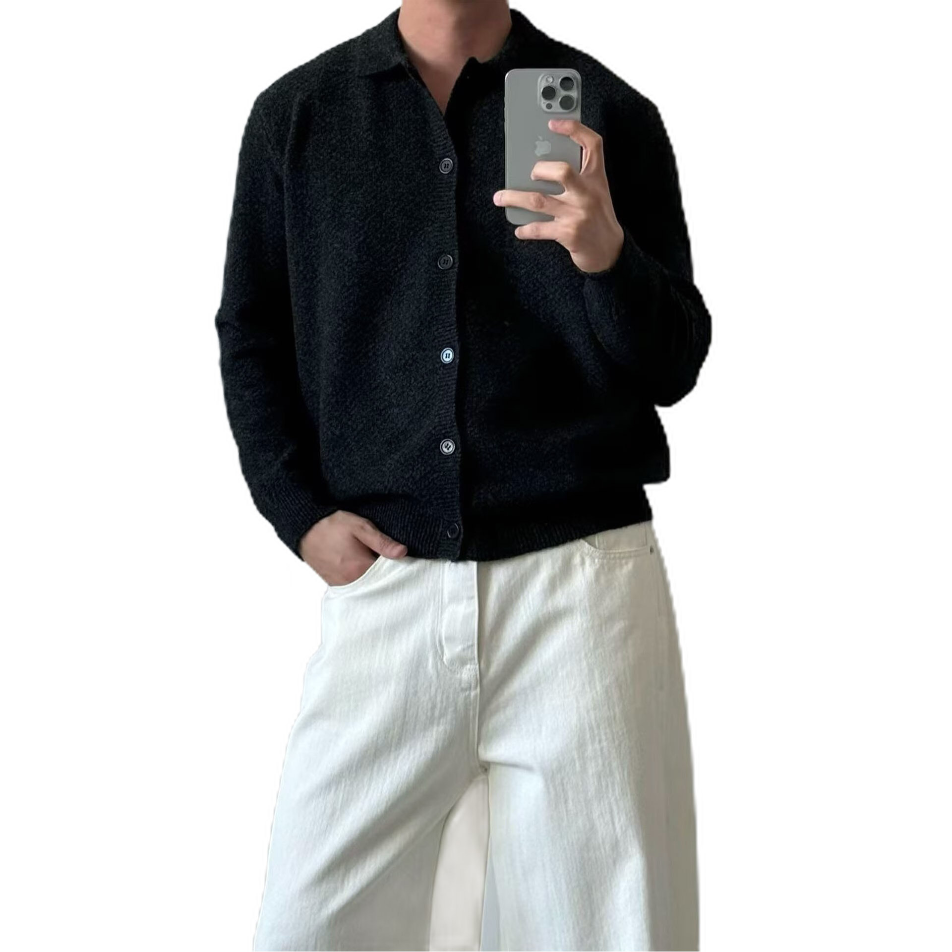 Explosiones transfronterizas de tamaño grande europeo polo camiseta con solapa camiseta de punto suéter hombre viejo dinero cardigán chaqueta fábrica al por mayor